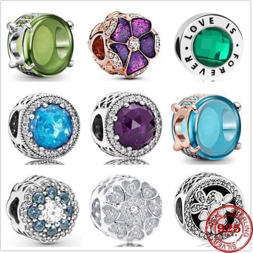 Hot Sale 100% Real 925 Sterling Silver Flower Charm Fit Original Pandora Bracelet Making Fashion DIY Jewelry For Women