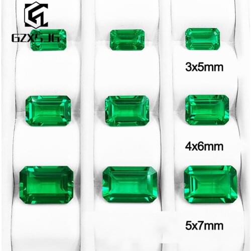 GZXSJG 3x5mm Lab Grown Emerald Created Loose Gemstone for Jewelry personal Customize Emerald Cutting Wholesale Jewelry DIY
