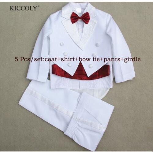Baby Boys Suits 5 Pieces Formal Tuxedo Suit Brand Newborn Baby Boy Baptism Christening Gown Infant Party Wedding Clothing Set