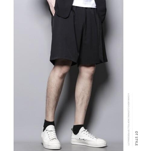 Summer new fashion brand belt pant casual shorts mens pants cool Harlan loose suit pants