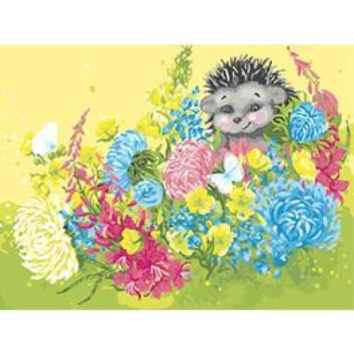 MaHuaf-X1130 cute Hedgehog and colorful flowers painting paint by numbers Hand-painted canvas oil painting for home decor