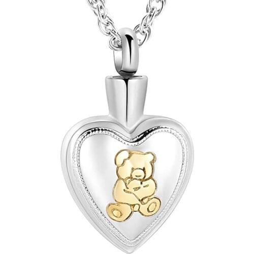 Teddy Bear Cremation Urn Nekclaces for Ashes Jewelry for Women Heart Memorial Ash Keepsake Urn Locket Pendant Ash Holder