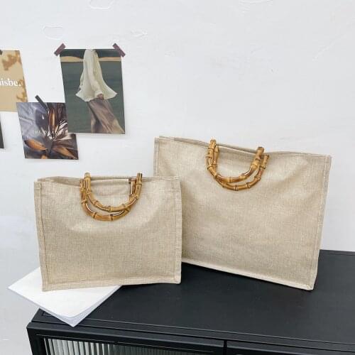 Unisex Reusable Jute Shopping Bag Eco Friendly Burlap Grocery Bag Large Capacity Shopping Beach Vacation Picnic Handbag Tote New