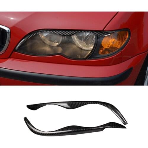 2pcs Real Carbon Fiber Stickers Headlight Eyebrows Eyelid fit for BMW E46 323i 328i 330i 325i 1999-2004 Models Accessories