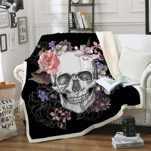 3D Skull Flower blanket Plush Throw Blankets for Kid Adult Thin Quilt