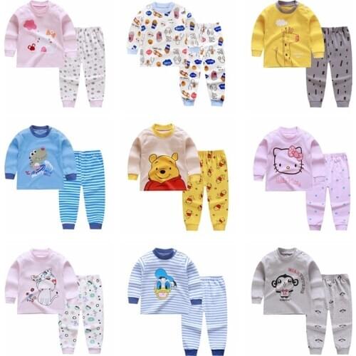 Fashion Baby Wear Cotton Clothing Pajama Kids Spring Outfit Baby Girl Boy Set Clothes Newborn Infant Costume