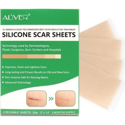 4Pcs Reusable Silicone Scar Sheets Scar Removal Patch Acne Gel Scar Therapy Silicon Patch Remove Trauma Burn Sheet Skin Repair