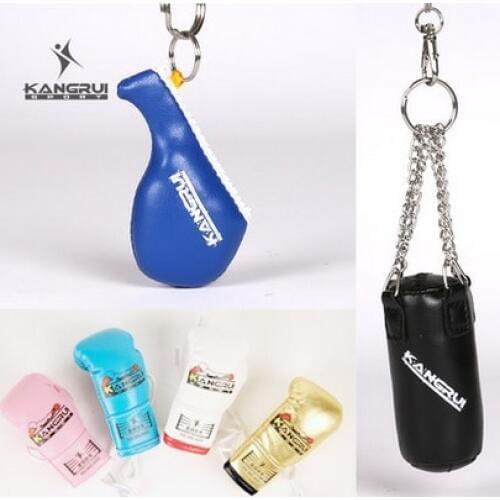 PU Taekwondo target mitt keychain key tag Boxing glove Sport key rings pendant Cartoon Hanging Charm distributed gifts sandbag