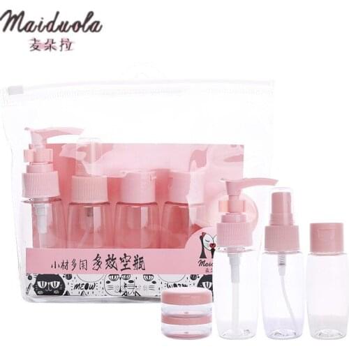6pcs/set Cosmetics Empty Travel Bottles Kit Spray Pressure Lotion Cream Container Portable Muliti Function Make Up Packing Tools