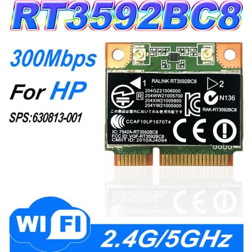 RALINK Rt3592 rt3592bc8 Dual band 300 Mbps Wi-fi metade Mini PCI-E Wireless-N Card SPS: 630813-001 4230 s 4430 s 4530 s RT3592