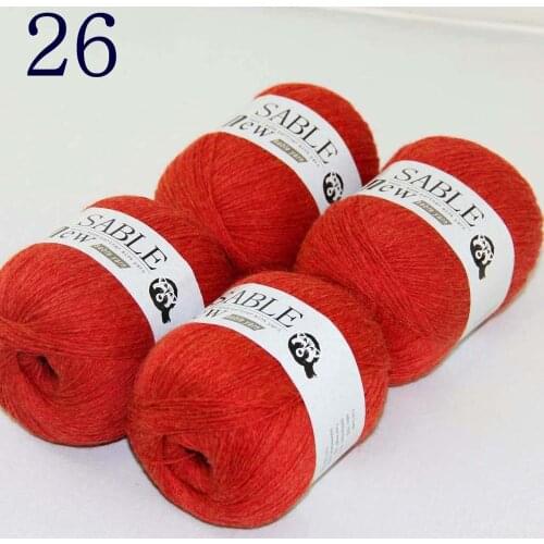 Sale Super Soft 4X50g Pure Sable Cashmere Wrap Shawls Hand Knit Wool Crochet 243-26 Orange Red