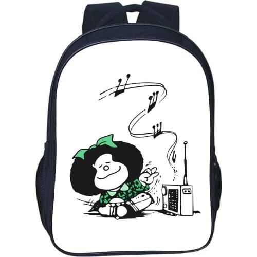 Mafalda Backpack Fashion Double-layer Zipper Rucksack Comics Cartoon Aesthetic Kawaii Painting Children Bag Boy Bookbag Girl Bag