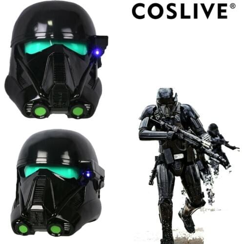 Xcoser Rogue One Death Troopers Cosplay Helmet Deluxe Black Soft Resin Helmet with LED Light For Adults Halloween