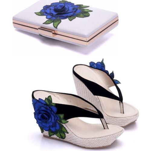 Women Platform High Heels Wedge Slippers Flip Flops Ladies Casual Open Toe Summer Shoes Sandals With Matching Bags With Purse