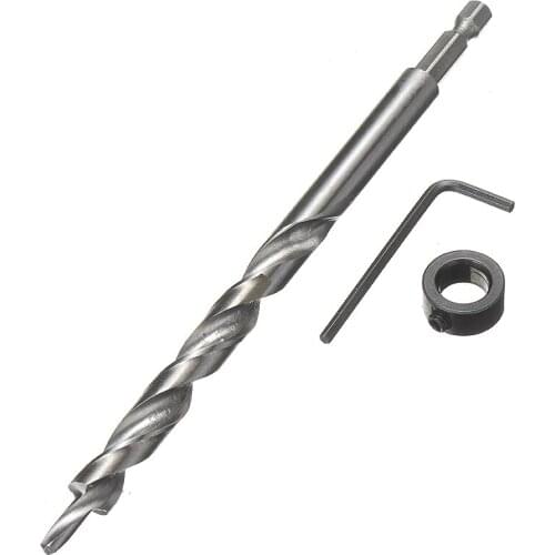 Twist Step Drill Bit + Depth Stop Collar + Wrench Tool Set For Pocket Hole Drill Jig Guide Power Tools