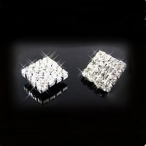 Jewelry Wholesale Cute Shiny Full Crystal Squared Earrings Vogue Men Women Imitation Rhinestone Ear Studs Brincos
