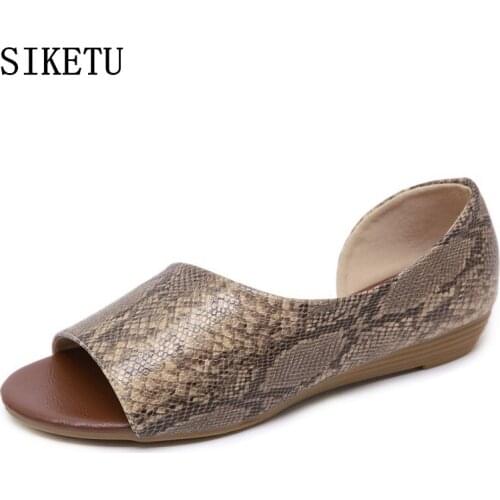 SIKETU 2020 summer new snakeskin color sandals wedge women sandals multi-color optional large size comfortable mother sandals