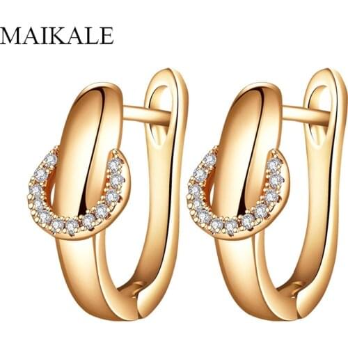 MAIKALE Simple Gold CZ Stud Earrings for Women Cubic Zirconia Small Earrings Wedding Jewelry Accessories Gifts for Girls