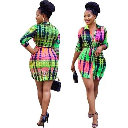 Print Dresses Women New Style Bodycon Shirt Dress Women's Clothing Dresses