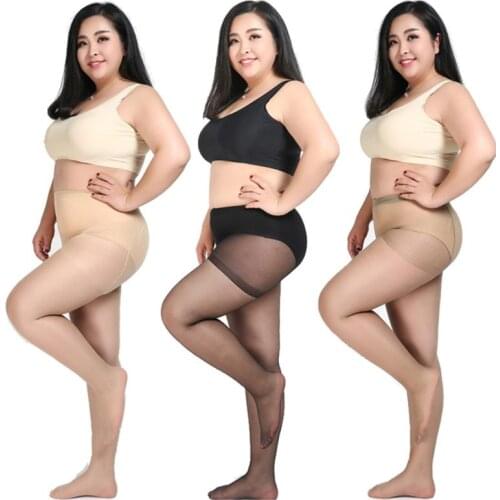 Women Plus Size 15D High Stretch Pantyhose High Waist Summer Ultra Thin Sheer Tights Stocking Seamless Solid Color Slim Leggings