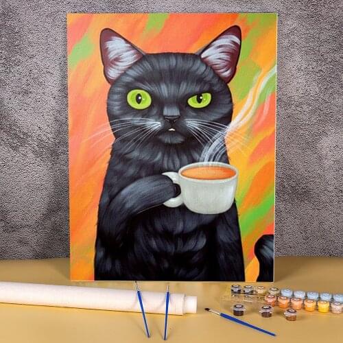 Animal Carton Cat Paint By Numbers Set Oil Paints 50*70 Picture By Numbers Photo Home Decor Crafts For Wholesale