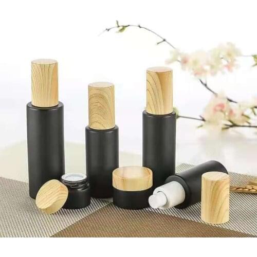 100pcs Black Spray/Lotion/Cream Bottle Tubes Frosted Glass Aromatherapy Refillable Bottle For Essential Massage Oil Container