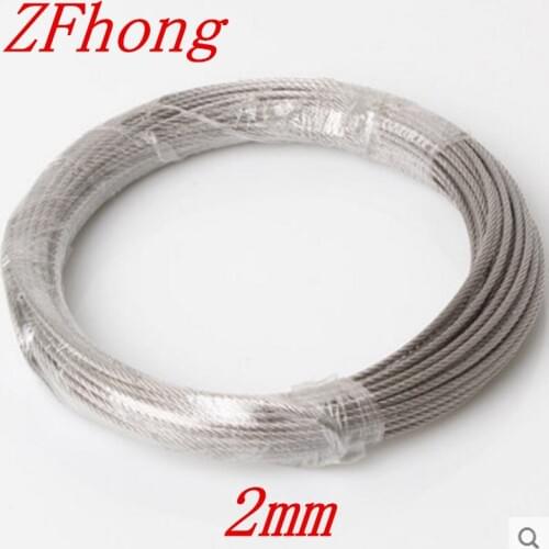 20 meters Diameter 2mm 7*7 Stainless Steel Wire Rope steel wire rope steel cord wire line Tow rope clothesline