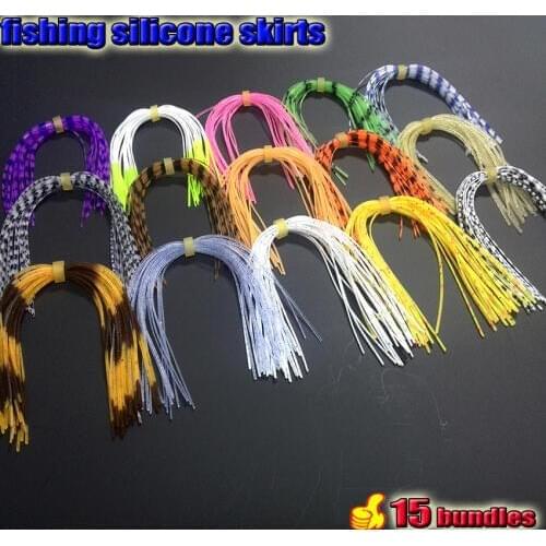 2017 fishing silicone skirts tab strips total 15 bundles/lot the length is 13cm lure making craft bass jigs spinner bait