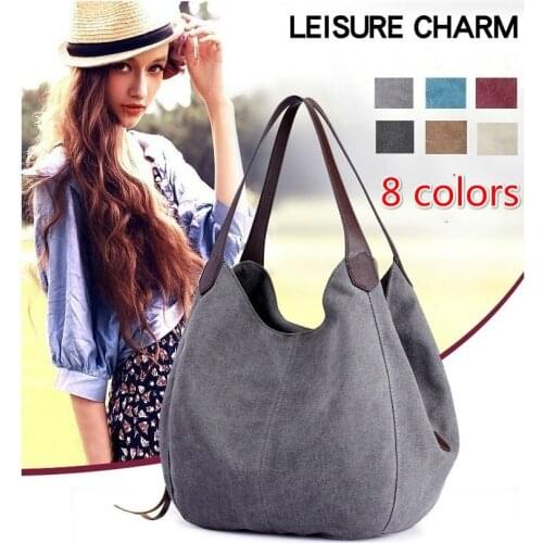 3 Compartments Womens Canvas Handbags Hobos Bag Single Shoulder Bags Vintage Solid Multi-pocket Ladies Totes Bolsas