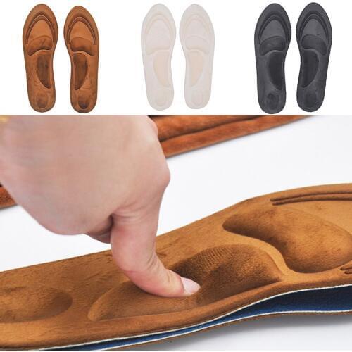 4D Suede Memory Foam Insole Arch Support Orthopedic Insoles For Shoes Flat Foot Feet Care Sole Shoe Pad Winter Warm Heel Pad