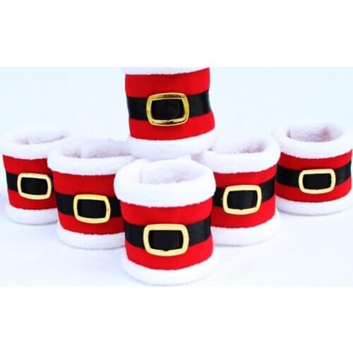 5Pcs/Lot Red Christmas Santa Claus Towel Napkin Rings Serviette Holder Table Dinner Party Elegant Tableware Cover For Home
