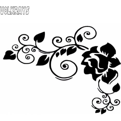 Volkrays Personality Car Sticker Classic Flower Accessories Reflective Waterproof Sunscreen Cover Scratches PVC Decal,11cm*15cm