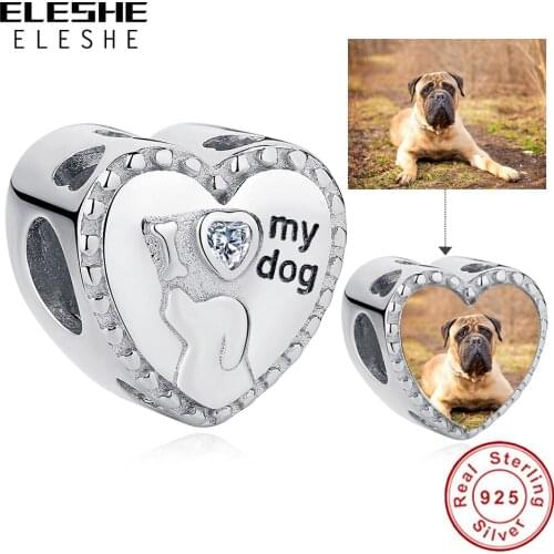 BELAWANG I love my dog 925 Sterling Silver Customize Photo Bead Loyal Partners Doggy Charm fit Original Bracelets DIY Jewelry