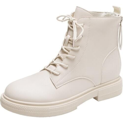 Boots for Women Ladies Leather Ankle Boots Shoes Winter Plus Velvet Boots Female Motorcycle Shoes Women Platform Boots 2020