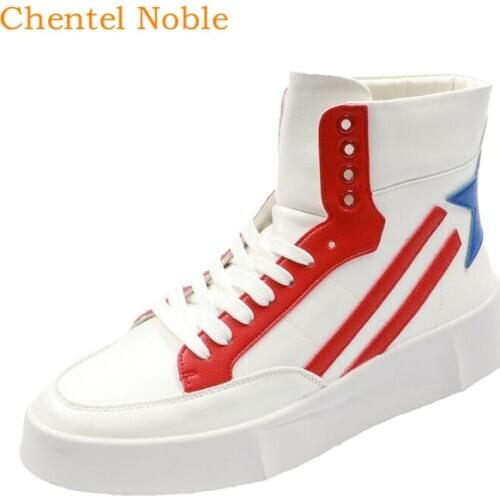 Chentel Footwear High Top White Black red Men Casual Shoes 2020 Flat Lace-Up Ankle Fashion Outside Breathable Male Shoes