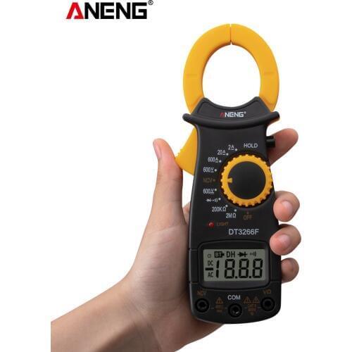 DT3266F Mini Digital Clamp Multimeter Amperemeter Electrical Clamp Meter AC / DC Voltage Resistor Tester with Buzzer