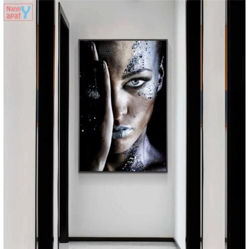 Portrait Canvas Painting African Black Woman Wall Art Poster HD Print Pictures for The Living Room Nordic Home Decoration