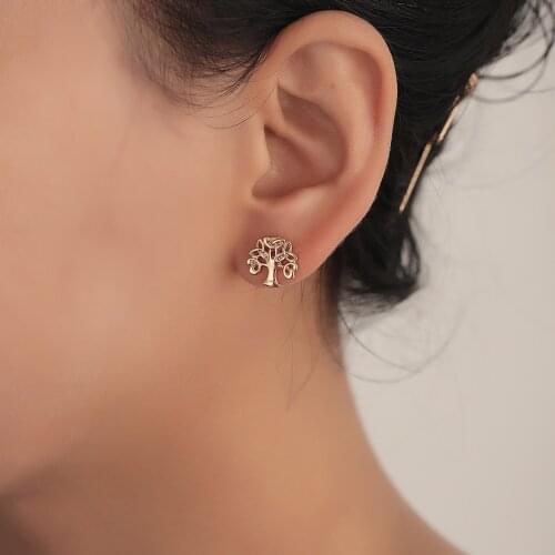 Celtic Tree Stud Earrings For Girls Women Vintage Family Tree Earring Dainty Valentines Day Jewelry Gift