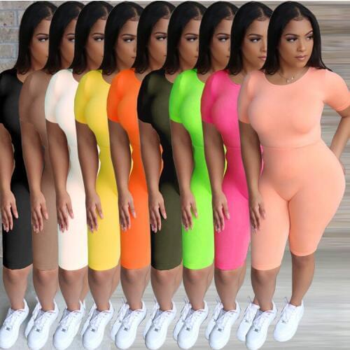 Two Piece Set T-Shirt And Biker Shorts Women Casual 2 Piece Female Tracksuit Outfits Sportswear Matching Sets Summer Clothes