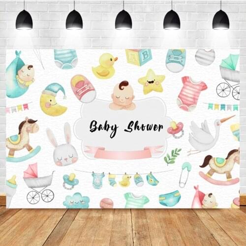 Laeacco Baby Shower Cartoon Toy Wooden Horse Animal Baby Birthday Photo Photography Backdrop Photo Background For Photo Studio
