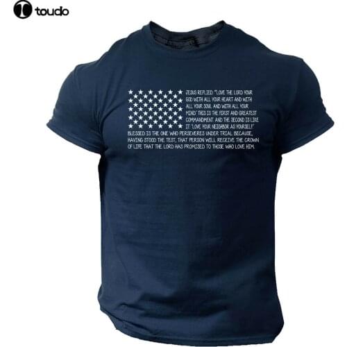 Bible T Shirt Mens USA Flag American Christian Bible Verse Gift Shirt
