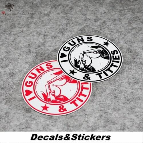 NO.L052 Love Gun Style Cartoon Round 3M Reflective Modified Stickers Car Helmet MOTO GP Waterproof Decals Racing Motorcycle