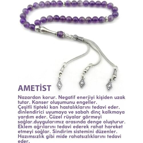 OTTOMAN NATURAL STONE Amethyst Natural Stone Rosary Metal Facade Turkish handmade custom design rosary