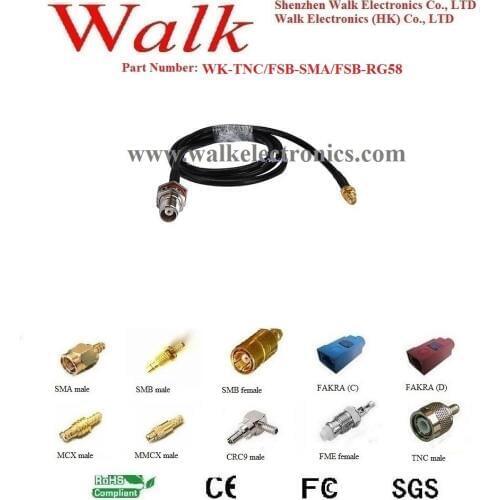 Antenna feedback cable/RF cable assembly/cable antenna: TNC female straight to SMA female straight with RG58 cable