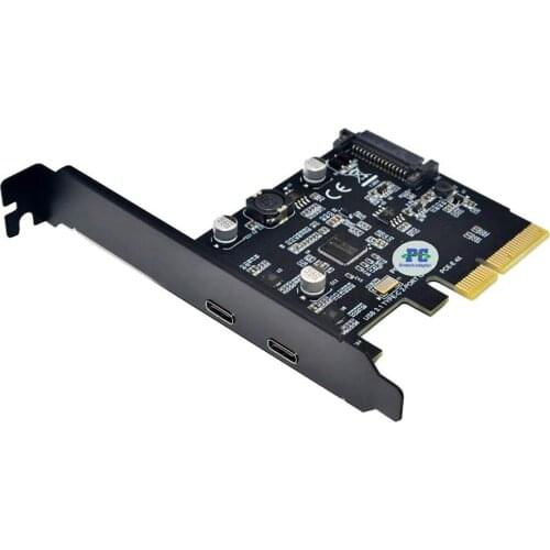 PCI-E PCI Express 4X To USB 3.1 Gen 2 (10 Gbps) 2-Port Type C Expansion Card ASM3142 Chip 15-Pin Connector For Windows/Linux