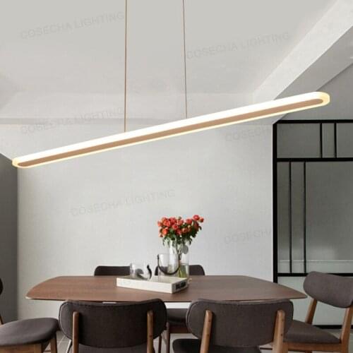 Simple and modern office single head chandelier rectangular led strip light office chandelier acrylic creative lighting