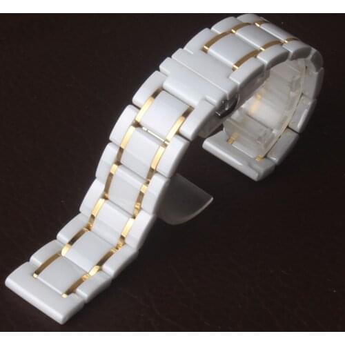 Watchbands watch strap bracelet high quality Ceramic White with gold Fashion Replacement watches accessories 14-24mm new arrival
