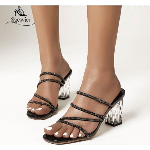 Sgesvier 2020 Summer Women High Heels Sandals Shoes Woman Fashion Ladies Thick Platform black Sandals Open Toe Female Shoes