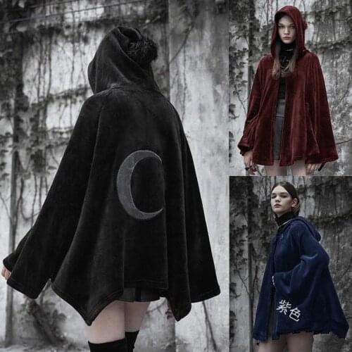 Medieval Elegant Women Outwear Cloak Hooded Coat Vintage Gothic Cape Poncho Casual Maxi Long Cardigan Coats Women