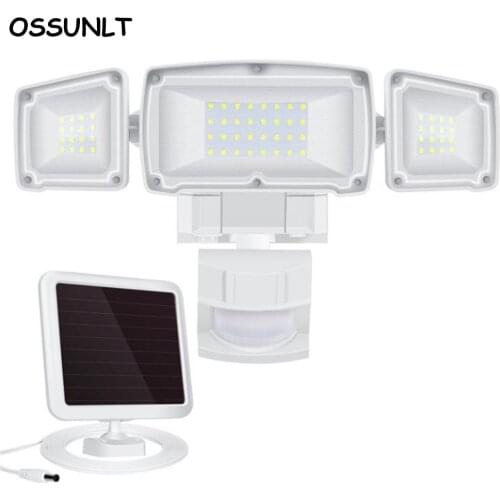 1500LM Super Bright LED Solar Security Light Outdoor Motion Sensor Adjustable Sensor Distance Flood Light With 3 Adjustable Head